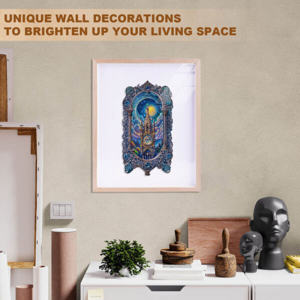 Moonlit clock tower Wooden Jigsaw Puzzle - Image 8