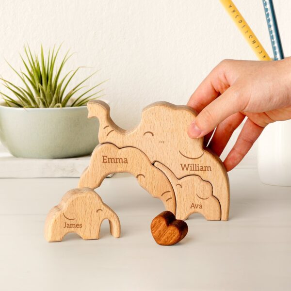 Wooden Elephant Family Name Puzzle - Image 6