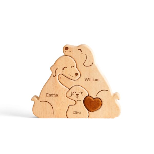 Wooden Dog Family Name Puzzle