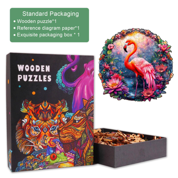 Elegant Flamingo Wooden Jigsaw Puzzle - Image 5