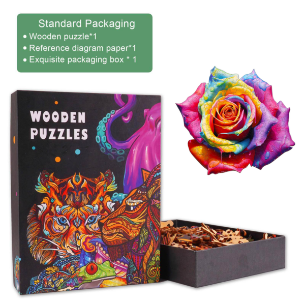 Colorful Rose Wooden Jigsaw Puzzle - Image 4