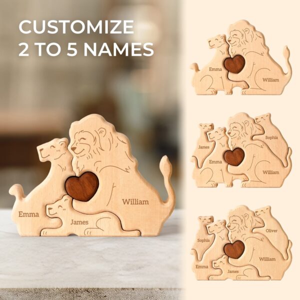 Wooden Lion Family Name Puzzle - Image 2