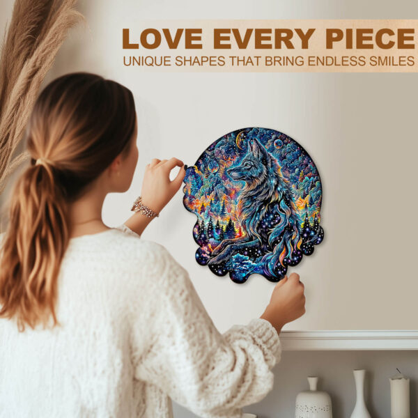 Nebula Wolf  Wooden Jigsaw Puzzle - Image 9