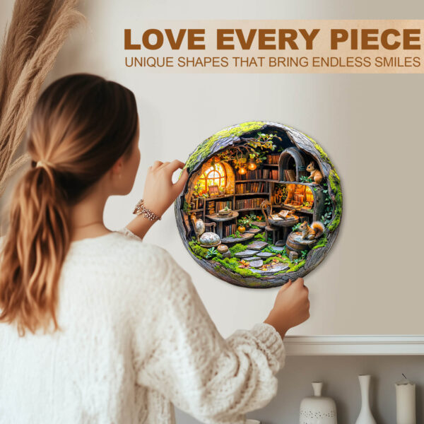 3D Mossy Library Wooden Jigsaw Puzzle - Image 10