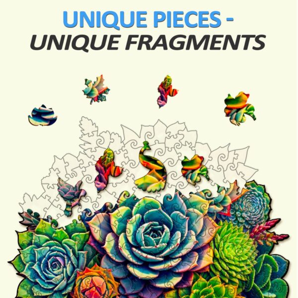 Succulent Plants-3 Wooden Jigsaw Puzzle - Image 4