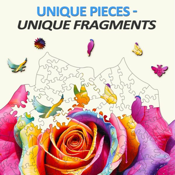 Colorful Rose Wooden Jigsaw Puzzle - Image 3