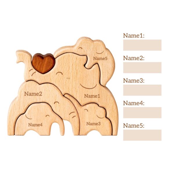 Wooden Elephant Family Name Puzzle - Image 8