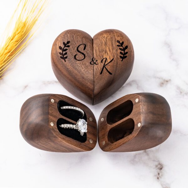 Custom Wooden Ring Box & Gift Couples